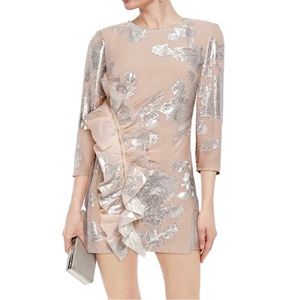 knee length dresses for ladies Black Floral Textured Knit Mini Dress – self-portrait-US main image 1